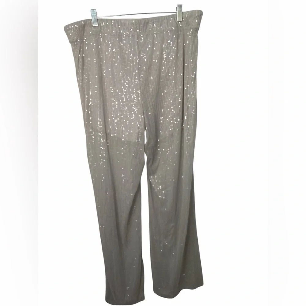 Mid-Rise Wide Leg Holiday Sequin Pants - Wild Fable Gray/Silver NWT